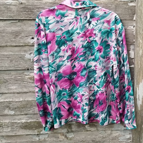 Vintage Abstract Floral Long Sleeve Blouse - Picture 3 of 4